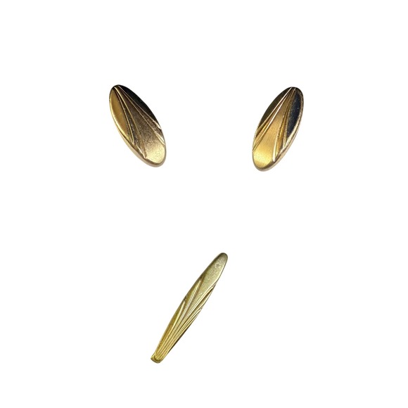 Swank Vintage Tie Clip and Cufflinks Set Gold Tone Mens Accessories - Picture 1 of 3